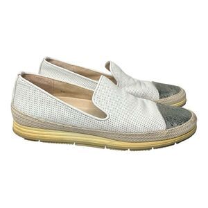Vaneli Sport Women's White Perforated Leather Espadrille Slip On Loafers Size 8M